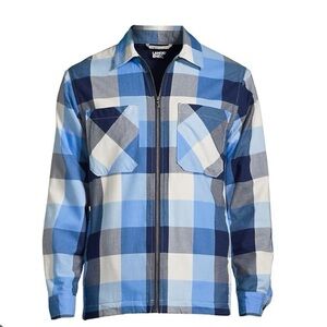 LANDSEND Men’s Tall Zip Jacket, Waffle Lined Flannel Shirt Jacket